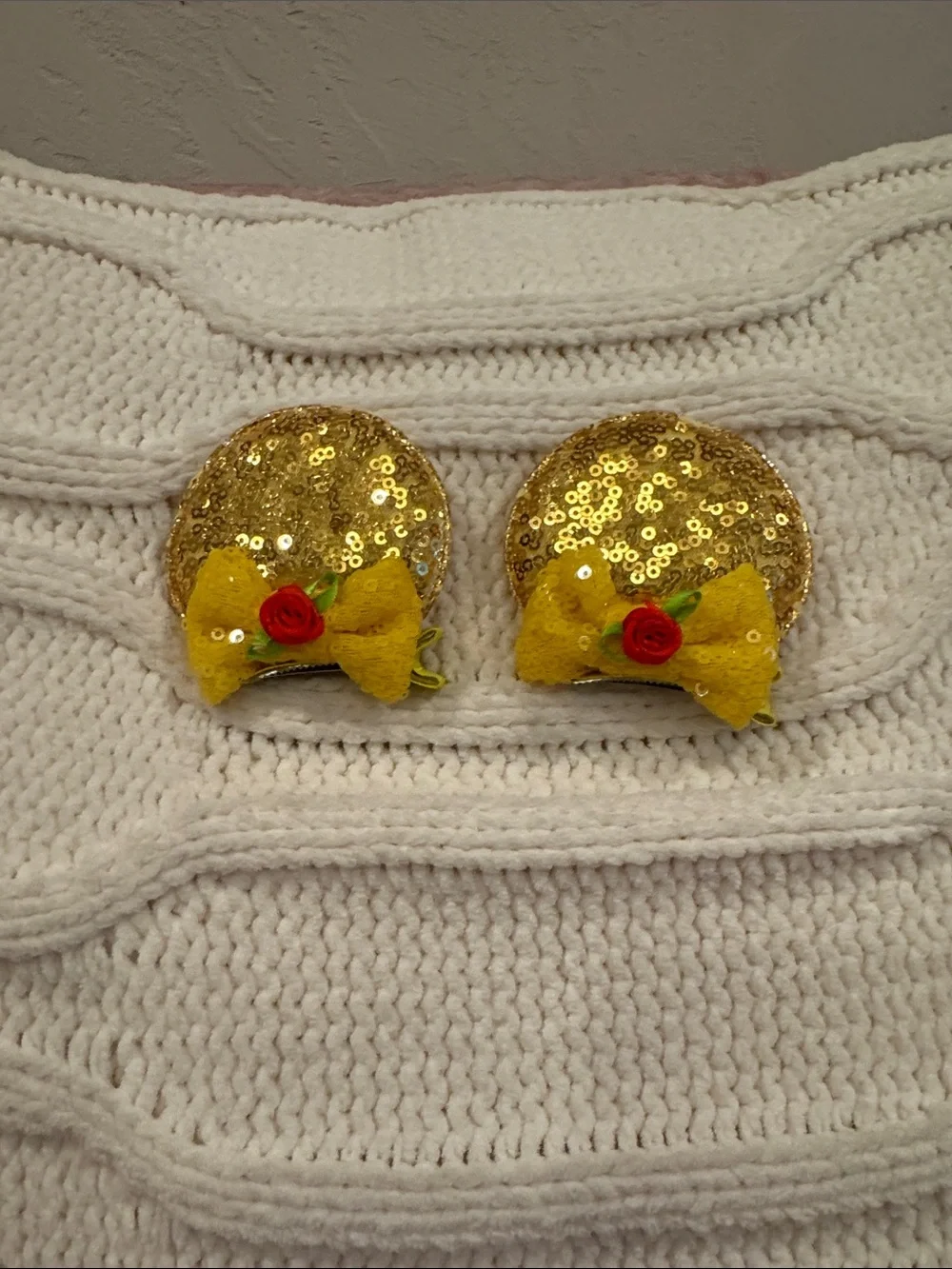 BELLE Gold Sequin Minnie ear Kids Hair Clips